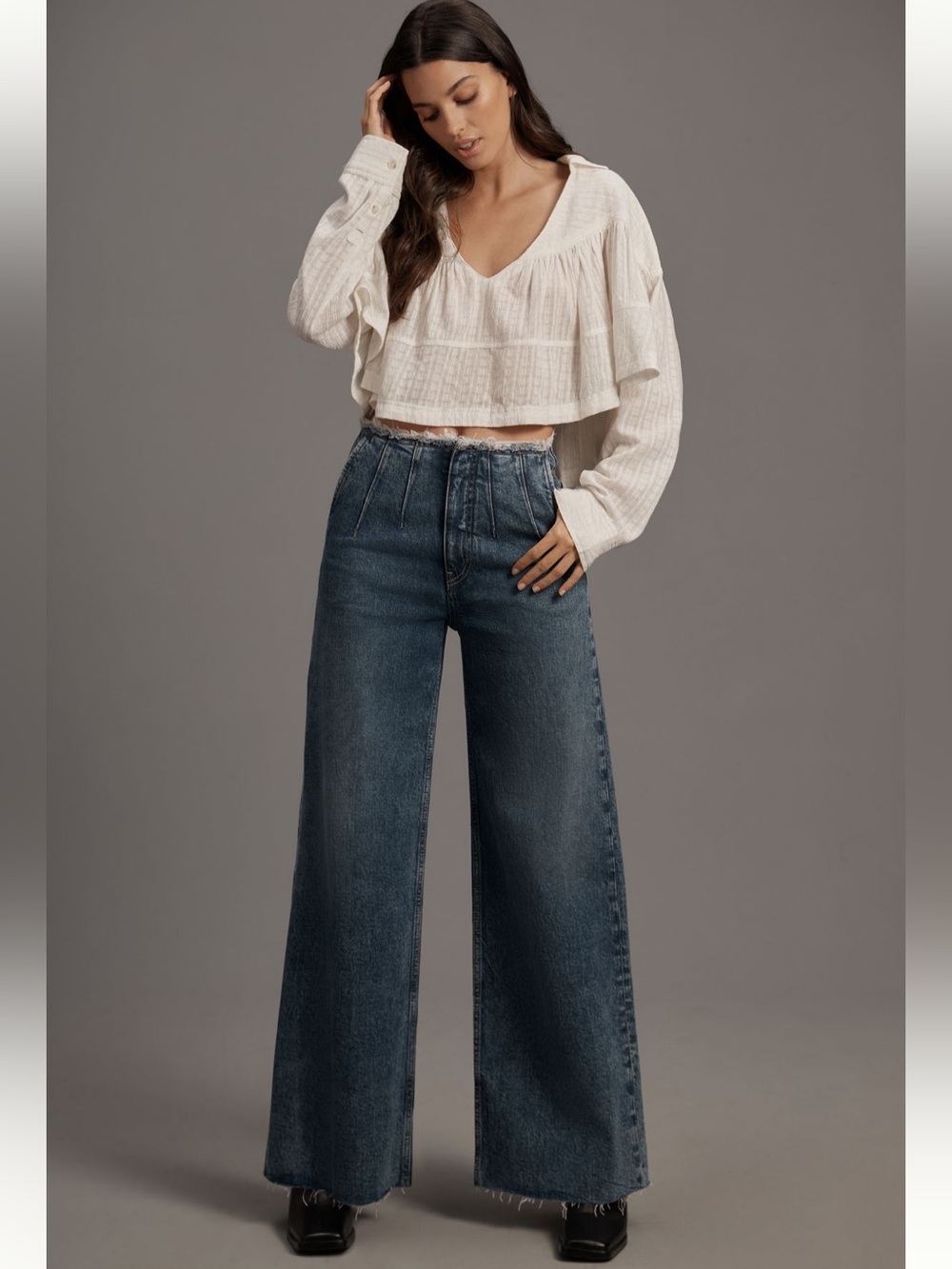 Hudson James High Rise Darted Wide Leg Petite Jeans